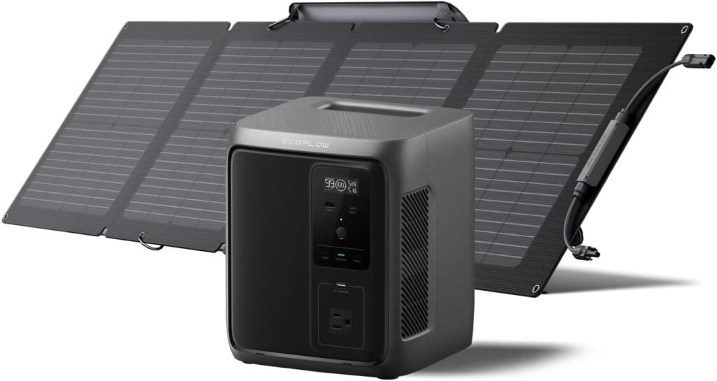 EF ECOFLOW Solar Generator DELTA Air with 110W Solar Panel, 960Wh LiFePO4 (LFP) Battery, 500W AC Output Portable Power Station for Home Backup, Power Outages, Camping  RVs