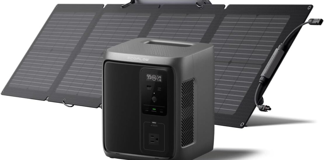 EF ECOFLOW Solar Generator DELTA 3 1000 Air with 110W Solar Panel, 960Wh LiFePO4 (LFP) Battery, 500W AC Output Portable Power Station for Home Backup, Power Outages, Camping & RVs