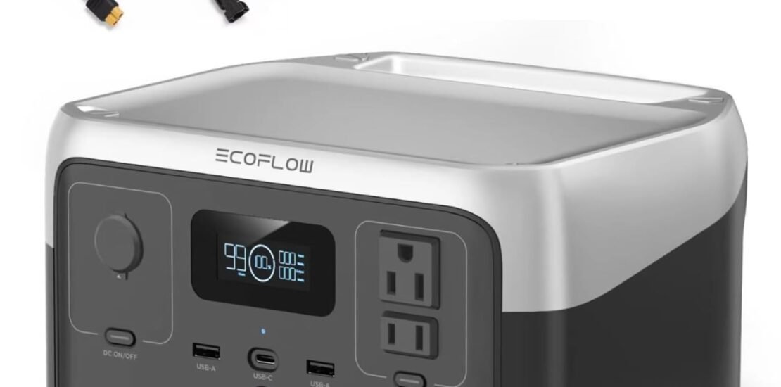 EF ECOFLOW Solar Generator RIVER 3 with 45W Solar Panel, 245Wh Portable Power Station LiFePO4 Battery, 300W Up to 600W AC Output, <20 MS UPS, 1Hr Fast Charging Power Station for Outdoor/Camping/RVs