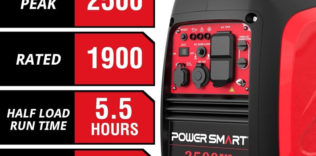 PowerSmart 2500 Watt Portable Inverter Generator, 79.8cc Gas Powered Engine with 5.5H Long Runtime, Ultra Quiet Small Generator for Camping, RV, Home Power Outage and Outdoor Emergency (HB5020) PowerSmart 2500 Watt Portable Inverter Generator, 79.8cc Gas Powered Engine with 5.5H Long Runtime, Ultra Quiet Small Generator for Camping, RV, Home Power Outage and Outdoor Emergency (HB5020)