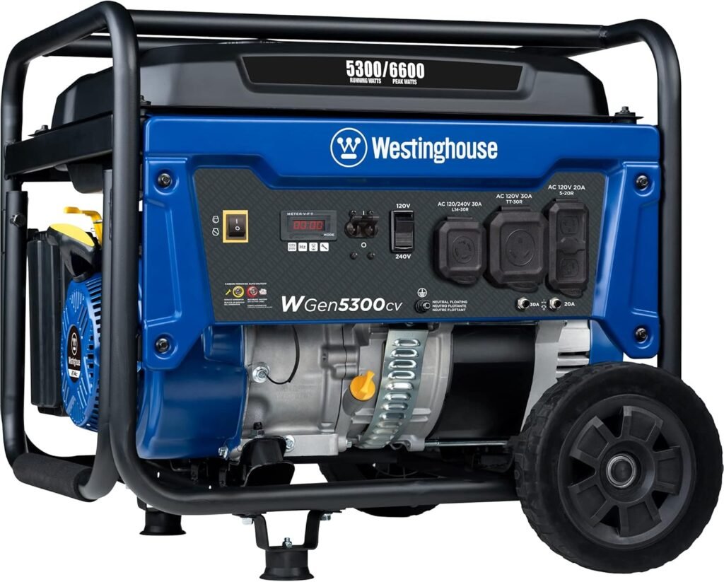 Westinghouse Peak Watt Home Backup Portable Generator, Transfer Switch Ready 30A Outlet, RV Ready 30A Outlet, Gas Powered, CO Sensor Westinghouse Peak Watt Home Backup Portable Generator, Transfer Switch Ready 30A Outlet, RV Ready 30A Outlet, Gas Powered, CO Sensor