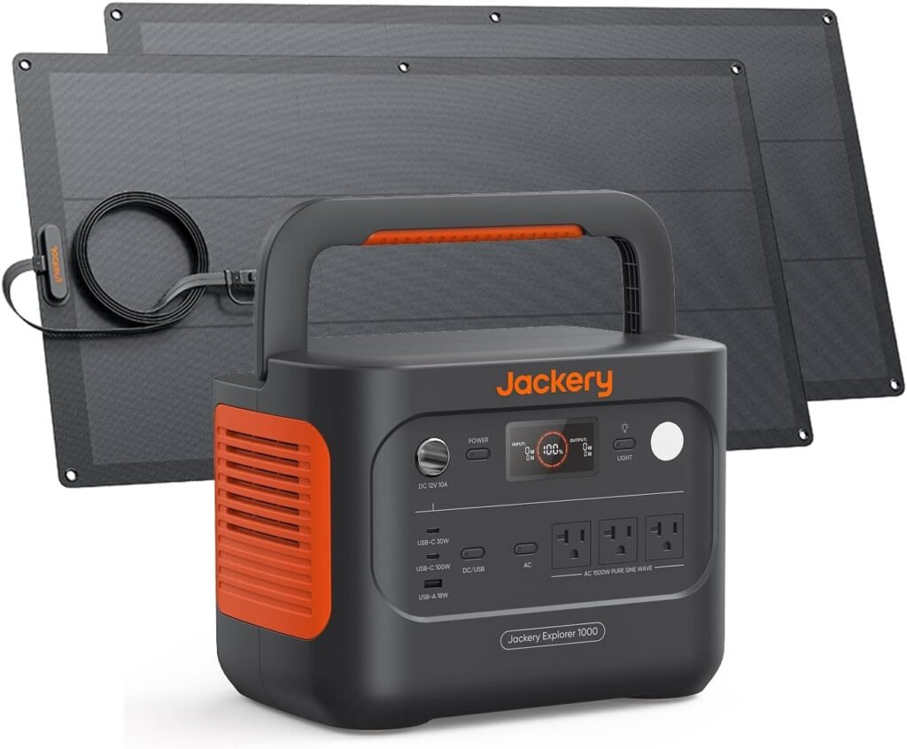 Jackery Solar Generator v2 and 2x100W Light Panels,1070Wh,1500W AC Jackery Solar Generator v2 and 2x100W Light Panels,1070Wh,1500W AC