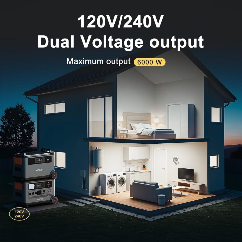 OSCAL PowerMax Power Station 3600Wh Extra Battery, Extra Capacity, LiFePO4 Battery Backup for Home Use, Solar Generator PowerMax 6000 OSCAL PowerMax Power Station 3600Wh Extra Battery, Extra Capacity, LiFePO4 Battery Backup for Home Use, Solar Generator PowerMax 6000