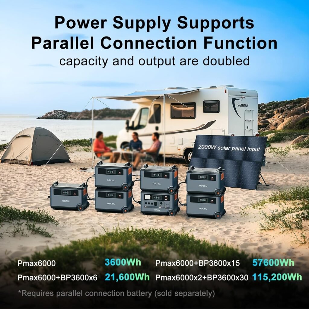 OSCAL PowerMax Power Station 3600Wh Extra Battery, Extra Capacity, LiFePO4 Battery Backup for Home Use, Solar Generator PowerMax 6000 OSCAL PowerMax Power Station 3600Wh Extra Battery, Extra Capacity, LiFePO4 Battery Backup for Home Use, Solar Generator PowerMax 6000